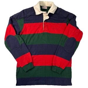 VTG O'neills Shirt Mens Small Red Green Rugby Polo Patches Embroidered Ireland